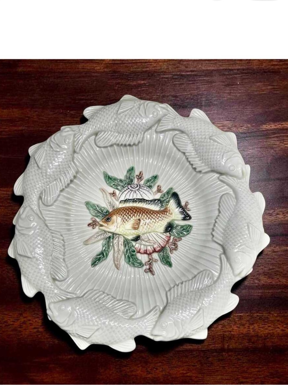 1996 Fitz and Floyd Majolica Fish Plate Platter La Mer Oceana